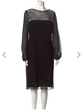 Escada Black Lace Long Sleeve Cocktail Dress